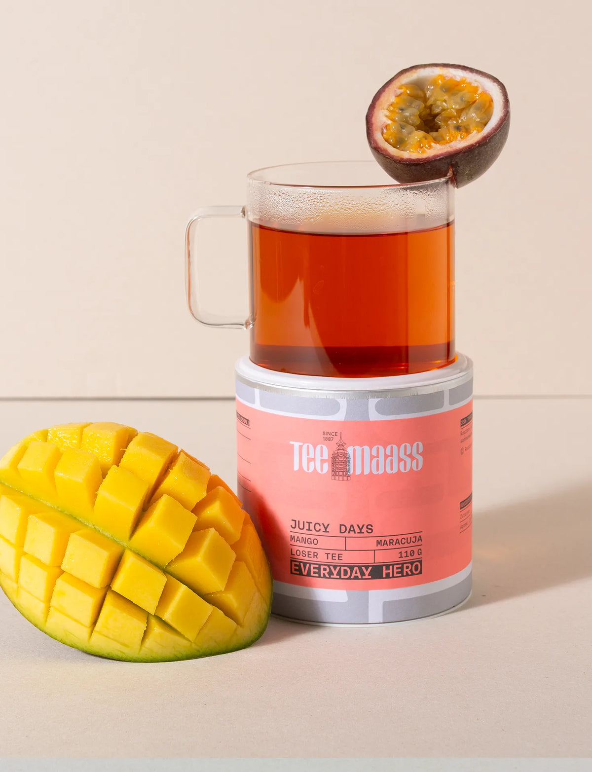 Tee Maass Mango Maracuja Tee mit frischer Mango und Passionsfrucht